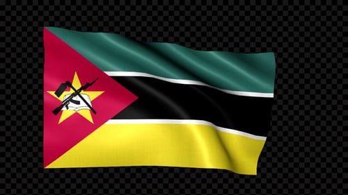 Waving Mozambique Flag Loop with Realistic Fabric Motion