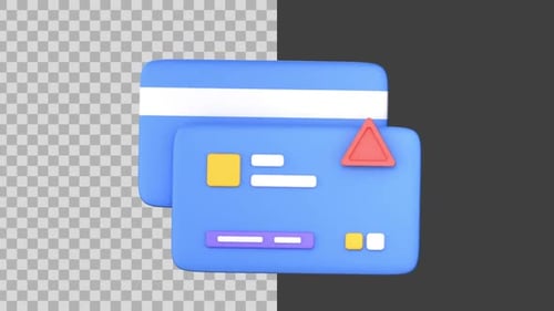 3D Animated Card Payment Warning Alert Icon