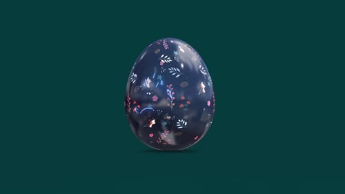 Happy Easter Egg Animation with Floral Design and Neon Text