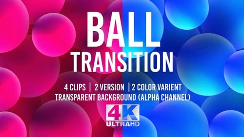 3d Blue and Pink Glowing Ball Transition 4k Pack