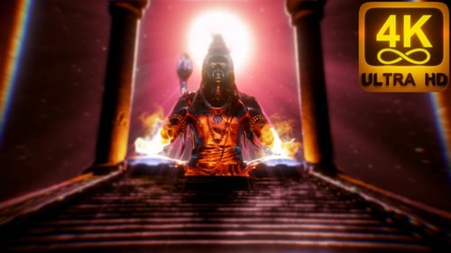 Énergie du feu Temple hindou 3D VJ Loop Om Namah Shivaya 4k, arrière-plan, motif psychédélique, art abstrait