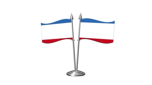 Two Desktop Flags Waving on Metal Poles Loop Animation