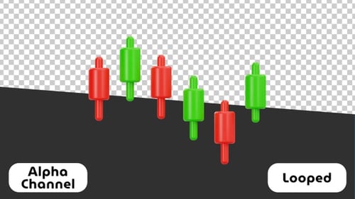 Floating Candlestick Trading Pattern 3D Animation | Alpha Channel