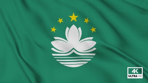 Macau Flag Waving Animation on Green Background