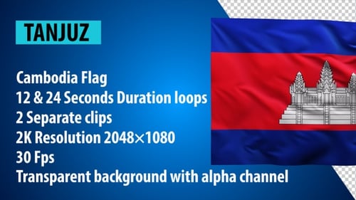 Looping Animated Cambodia Flag with Alpha Channel