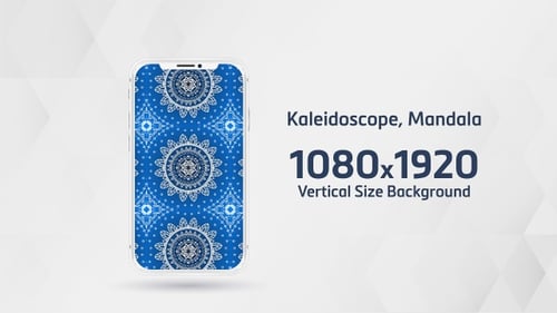 Mandala criativa, fundo abstrato caleidoscópico, floral, conceito, círculo, azul geométrico vertical