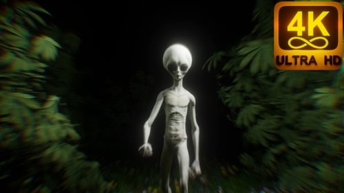 Dark Matte Background vj loop Trippy Animation Alien Walking UFO Creature High BPM Flickering lights