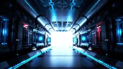 Science-Fiction-Raumschiff-Korridortunnel — Schleife 1