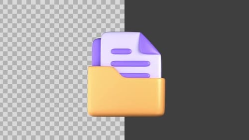 Animated 3D Folder Icon for Documents and Data