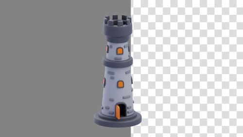 Animación 3D del edificio de una torre alta | Alpha Channel