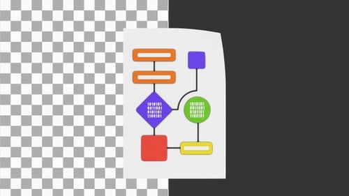 3D-Animation der Algorithmus-Flussdiagrammlogik | Alpha-Kanal