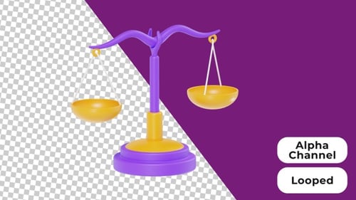 3D Animated Balance Scale | Alpha Channel