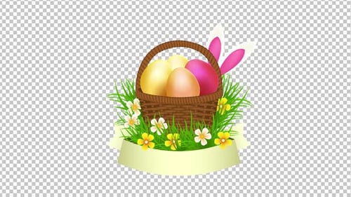 Realistic Easter Illustration With Eggs Basket Animation 1080p