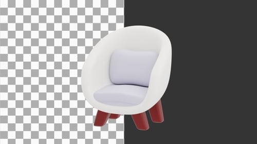 3D-Animation eines modernen weißen Loungesessels | Alpha Channel