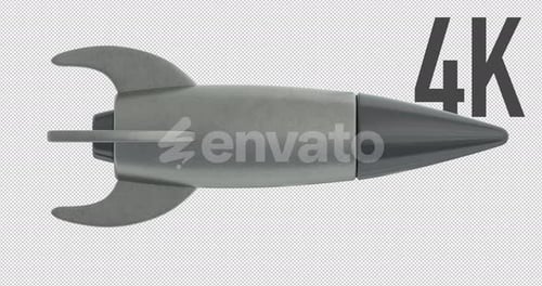 3D Rocket Flying Loop Animation Alpha Channel 4K
