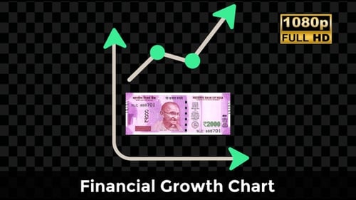 Animated Growth Line Graph with Indian Rupee Note