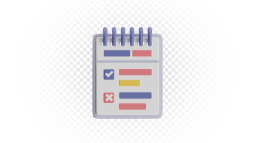 Animated 3D Notepad Checklist Icon with Rotating Effect