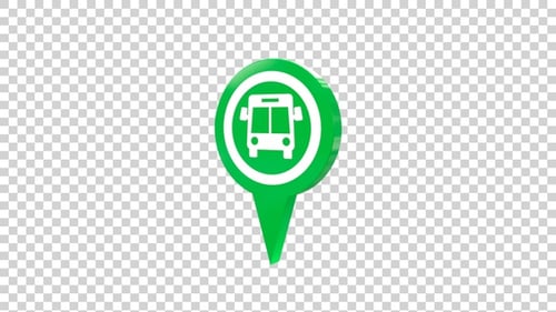 Bus Station Map Location Pin Green