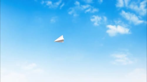 Minimalist Paper Plane Flight Alpha Channel Animation