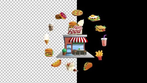 Fastfood Restaurant Animation Alpha Channel 1080p