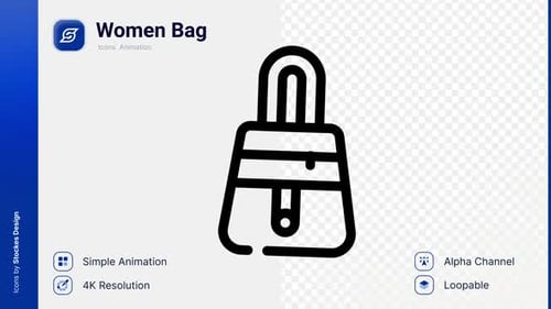 Animated Outline Icon of a Women's Handbag