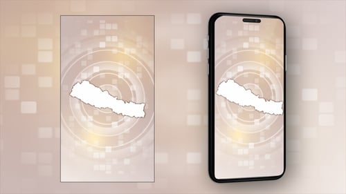 Nepal Map Outline Reveal in Digital Technology Style