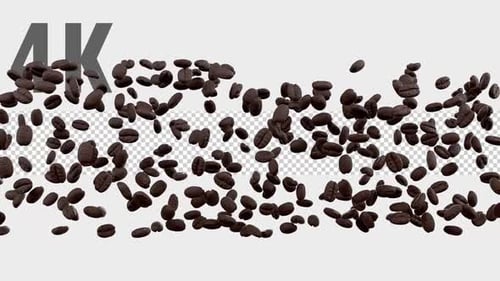 Realistic Flying Coffee Beans Transition with Alpha Channel