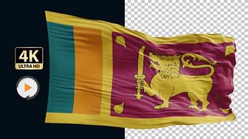 Realistic Waving Sri Lanka National Flag on Black