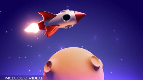 Rote Raketen fliegen zum Mond