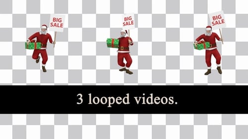 Christmas Sale Santa Claus 3D Character Loop
