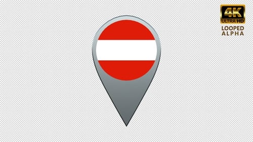 3D Austria Flag Map Pin Locator Spinning Animation