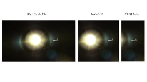 Space Shuttle Flying Past Sun with Lens Flare in Outer Space