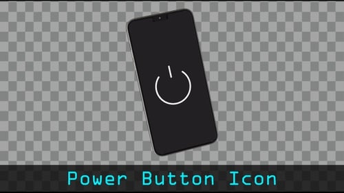 Animated Power On Off Button Icon on Smartphone Screen