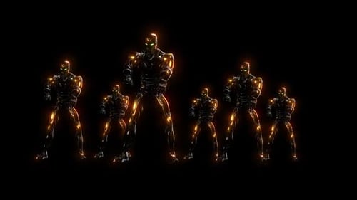 Animated Futuristic Robot Characters Dance and Strike Poses