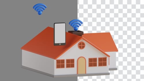 Modern 3D Smart Home Animation with Wi-Fi Connectivity