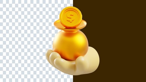 Saving Coin Bag 3D Animations | Alpha Channel