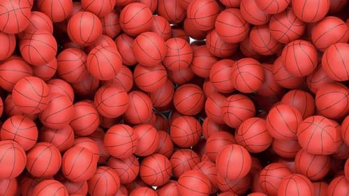 Red Basketballs Filling Screen Transition for Sports Content