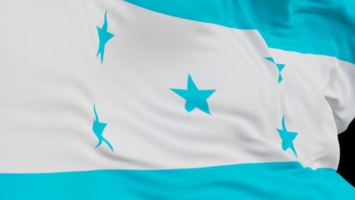 The Honduras flag with alpha channel waving in the wind in slow motion
