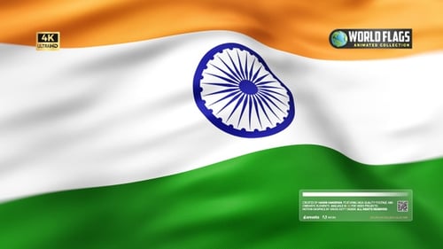 Realistic Indian Flag Waving Seamless Loop