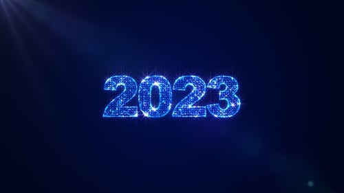 Blue Sparkling 2023 New Year Celebration Text Animation