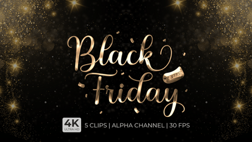 Elegant Metallic Black Friday Text Reveal with Glitter