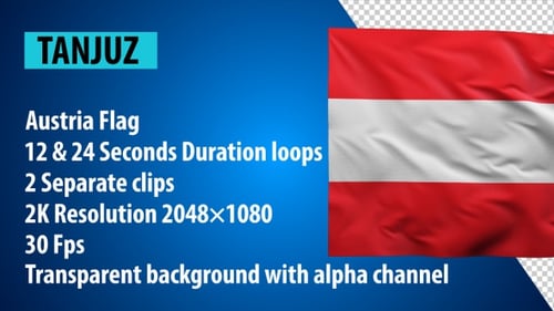 Realistic Waving Austrian Flag Loop with Transparent Background