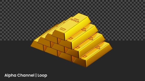 3D-Animation mit Goldbarren | Alpha Loop