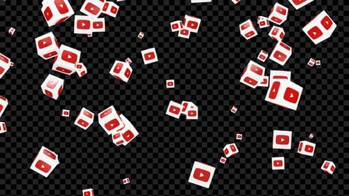 Falling 3D YouTube Logo Cubes Seamless Loop Background