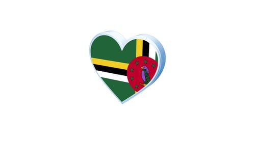 Dominica Flag 3D Heart Shape Rotating Animation