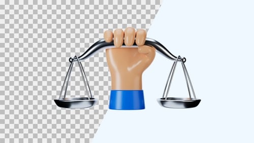 3D Animated Hand Holding Scales of Justice