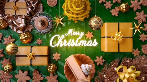 Merry Christmas Animated Title with Festive Holiday Decorations