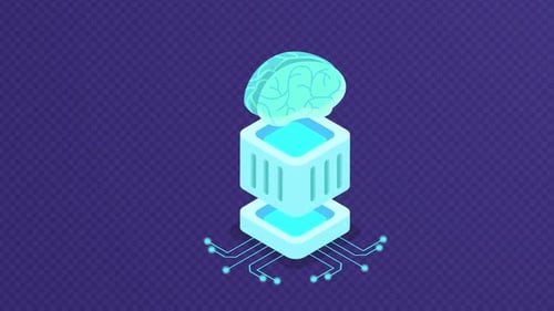 Ai Design With Super Computer Chip Digital Robotic Brain Isometric Glow Animation 1080p