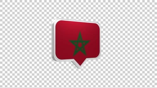 3D Animated Morocco Flag Speech Bubble Icon