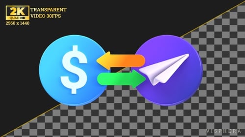 3D Dollar Sign and Paper Airplane Exchange Animation